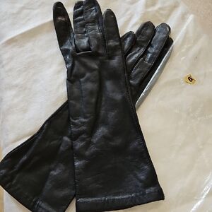 Lord & Taylor Black Leather Long Gloves